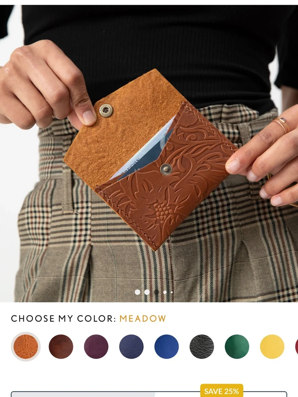 Portland leather goods mini envelope wallet in meadow